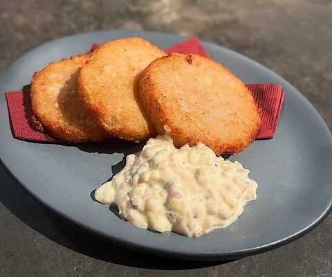 【WARM】ハッシュド蓮根 いぶりがっこタルタルの画像